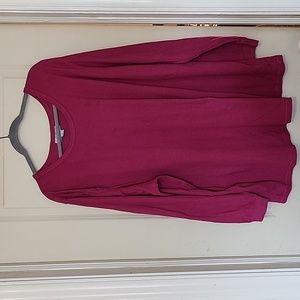 Women's Plus Size Only Necessities Pink Ribbed Sleep Long Sleeve  PJ Top 4X